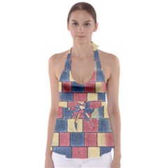 Model Mosaic Wallpaper Texture Babydoll Tankini Top by Pakrebo