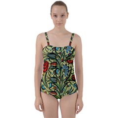 Mosaic Tile Art Ceramic Colorful Twist Front Tankini Set by Pakrebo