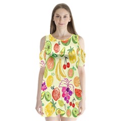 Seamless Pattern Fruit Shoulder Cutout Velvet One Piece by Mariart