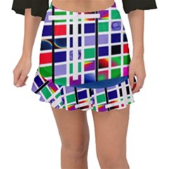 Color Graffiti Pattern Geometric Fishtail Mini Chiffon Skirt by Pakrebo