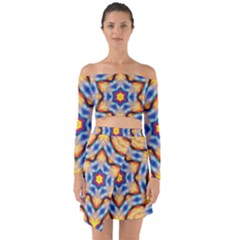 Pattern Abstract Background Art Off Shoulder Top With Skirt Set by Pakrebo