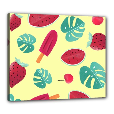 Watermelon Leaves Strawberry Canvas 24  X 20  (stretched) by Pakrebo