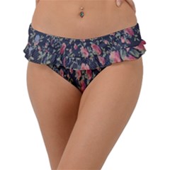 Polka Dotted Rosebuds Frill Bikini Bottom by retrotoomoderndesigns