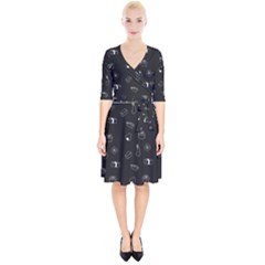 Greyscale Sushi Pattern Wrap Up Cocktail Dress by WensdaiAmbrose