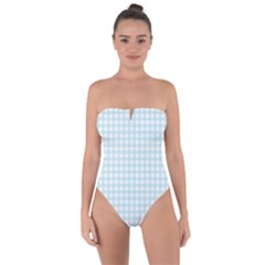 Blue Gingham Tie Back One Piece Swimsuit by retrotoomoderndesigns