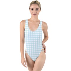 Blue Gingham High Leg Strappy Swimsuit by retrotoomoderndesigns