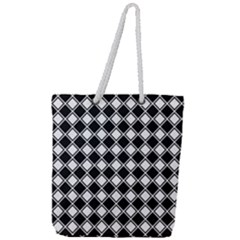 Square Diagonal Pattern Full Print Rope Handle Tote (large) by Mariart