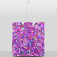 Pink Triangle Background Abstract Full Print Rope Handle Tote (large) by Mariart