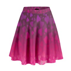 Purple Pink Hearts  High Waist Skirt by LoolyElzayat