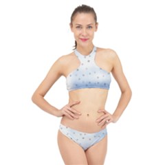 Simple Minimal Shapes Brushes Design High Neck Bikini Set by LoolyElzayat