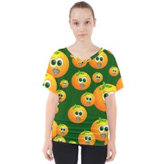 Seamless Orange Pattern V-neck Dolman Drape Top by Mariart