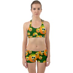 Seamless Orange Pattern Back Web Gym Set by Mariart