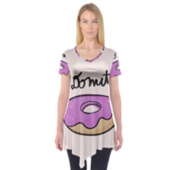Donuts Sweet Food Short Sleeve Tunic  by Mariart