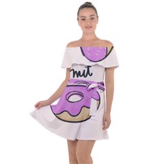 Donuts Sweet Food Off Shoulder Velour Dress by Mariart