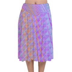 Diagonal Line Design Art Velvet Flared Midi Skirt by LoolyElzayat