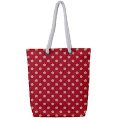 Red Hot Polka Dots Full Print Rope Handle Tote (small) by WensdaiAmbrose
