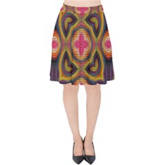 Kaleidoscope Art Pattern Ornament Velvet High Waist Skirt by Pakrebo