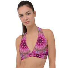 Flower Mandala Art Pink Abstract Halter Plunge Bikini Top by Pakrebo