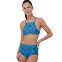 Background Image Tile Pattern Blue High Waist Tankini Set View1