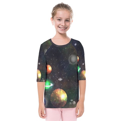 Galactic Kids  Quarter Sleeve Raglan Tee by WensdaiAmbrose