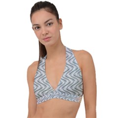 Abstract Geometric Line Art Halter Plunge Bikini Top by Pakrebo