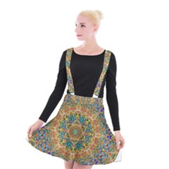 Colorful Pattern Color Suspender Skater Skirt by Pakrebo