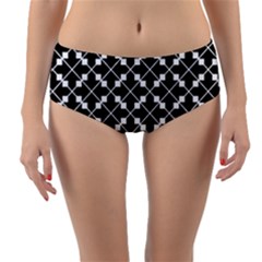 Black And White Fantasy Reversible Mid-waist Bikini Bottoms by retrotoomoderndesigns