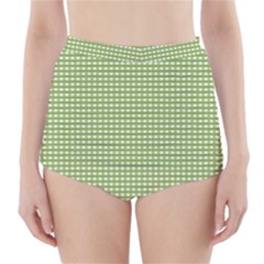 Green Gingham High-waisted Bikini Bottoms by retrotoomoderndesigns