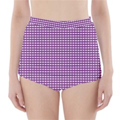 Purple Gingham High-waisted Bikini Bottoms by retrotoomoderndesigns