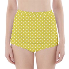Yellow Polka Dot High-waisted Bikini Bottoms by retrotoomoderndesigns