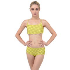 Yellow Polka Dot Layered Top Bikini Set by retrotoomoderndesigns