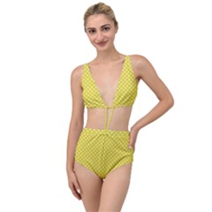 Yellow Polka Dot Tied Up Two Piece Swimsuit by retrotoomoderndesigns