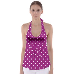 Fuschia Polka Dot Babydoll Tankini Top by retrotoomoderndesigns