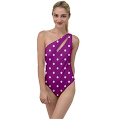 Fuschia Polka Dot To One Side Swimsuit by retrotoomoderndesigns