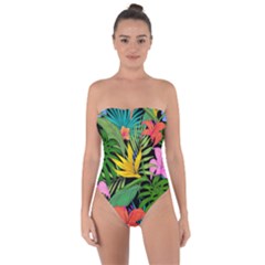 Tropical Adventure Tie Back One Piece Swimsuit by retrotoomoderndesigns