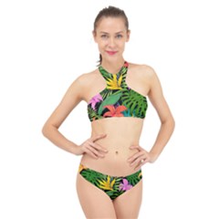 Tropical Adventure High Neck Bikini Set by retrotoomoderndesigns