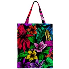 Neon Hibiscus Zipper Classic Tote Bag by retrotoomoderndesigns