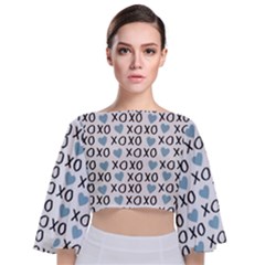 Xo Valentines Day Pattern Tie Back Butterfly Sleeve Chiffon Top by Valentinaart