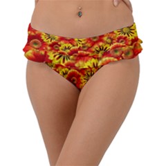 Brilliant Orange And Yellow Daisies Frill Bikini Bottom by retrotoomoderndesigns