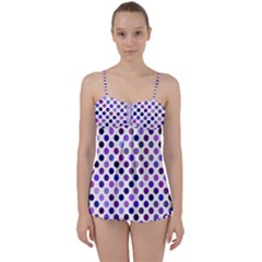 Shades Of Purple Polka Dots Babydoll Tankini Set by retrotoomoderndesigns