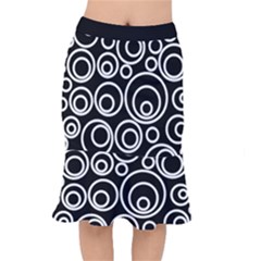 Abstract White On Black Circles Design Short Mermaid Skirt by LoolyElzayat