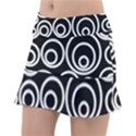 Abstract White On Black Circles Design Tennis Skirt View1