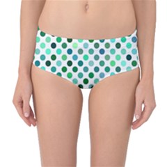 Shades Of Green Polka Dots Mid-waist Bikini Bottoms by retrotoomoderndesigns