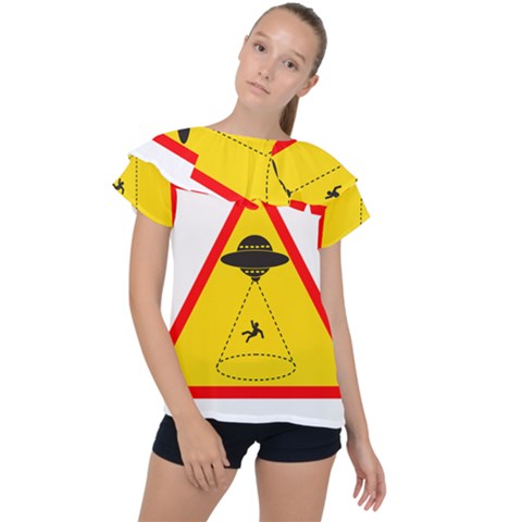 Sign Road Road Sign Traffic Ruffle Collar Chiffon Blouse by Wegoenart