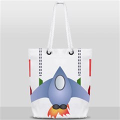 Spaceship Rocket Space Game Cosmos Full Print Rope Handle Tote (small) by Wegoenart