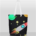 Planet Rocket Space Stars Full Print Rope Handle Tote (Small) View2