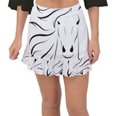 Animal Equine Face Horse Fishtail Mini Chiffon Skirt by Wegoenart