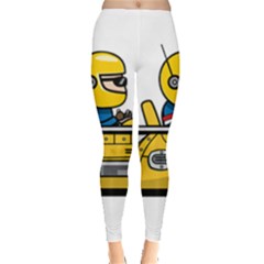 Cartoon Space Racer Galaxy Science Leggings  by Wegoenart