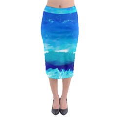 Blue Sky Artwork Drawing Painting Midi Pencil Skirt by Pakrebo