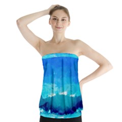 Blue Sky Artwork Drawing Painting Strapless Top by Pakrebo